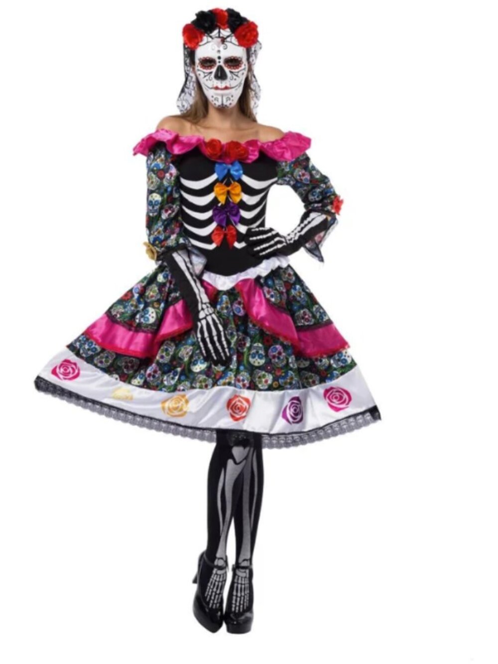 Women's Day Of The Dead Spanish Costume Set - XL